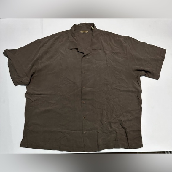 Tommy Bahama Brown 100% Silk Button-down Short Sleeve Shirt Men's sz XXL - Picture 2 of 4